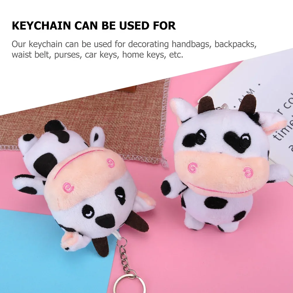 Couples Gifts Stuffed Animal Keychain Cartoon Plush Cow Pendant Key Chain Wallet Key Ring Decoration Handbag Pendant