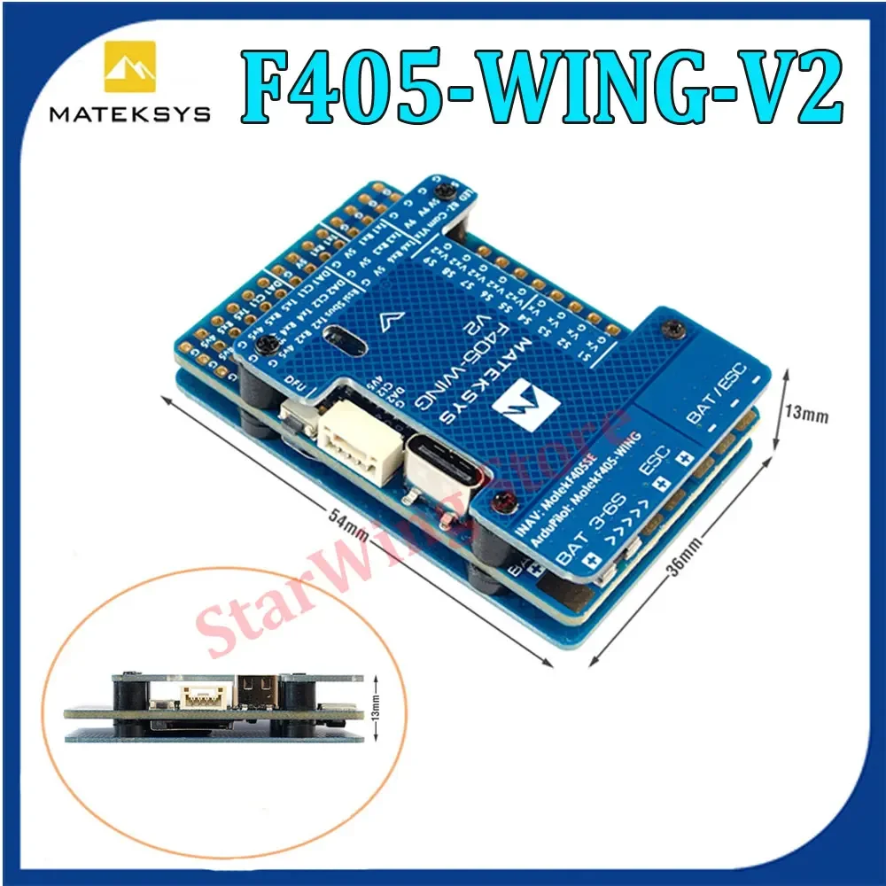 

Matek MATEKSYS F405 WING V2 STM32F405RGT6 Контроллер полета Встроенный слот ICM42688P OSD SD для ArduPilot/INAV RC игрушечный самолет