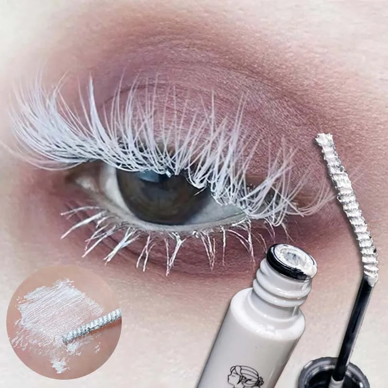 Weiße Mascara, wasserfest, langlebig, schnell trocknend, für Locken, Volumen, Wimpernverlängerung, Augenbrauenfarbe, Farbtönung, Weihnachts-Bühnen-Make-up, COS