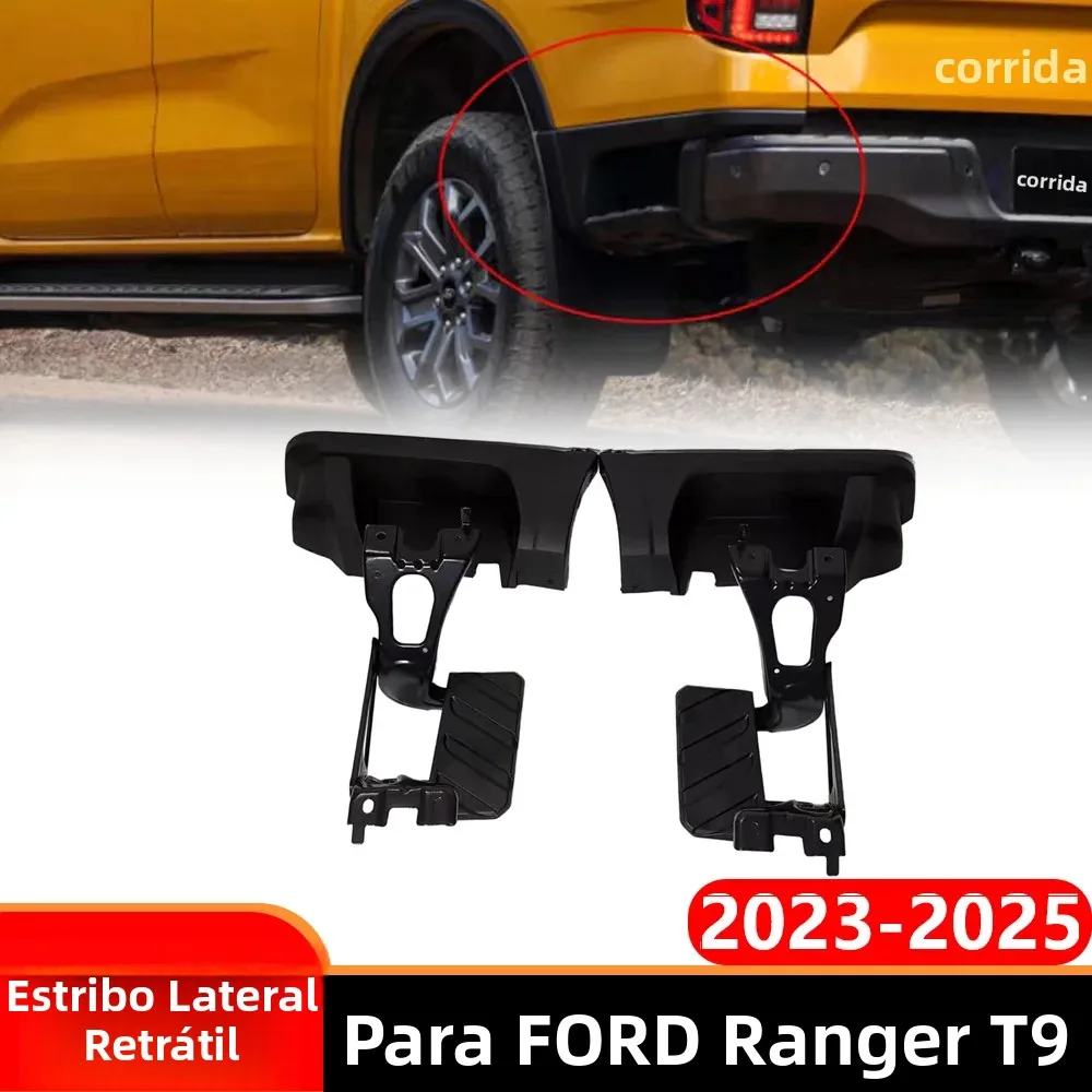 Acessórios para Carro, Degrau Lateral Retrátil Compatível com Ford Ranger T9 2023 2024 2025, Barra de Apoio Lateral Retrátil