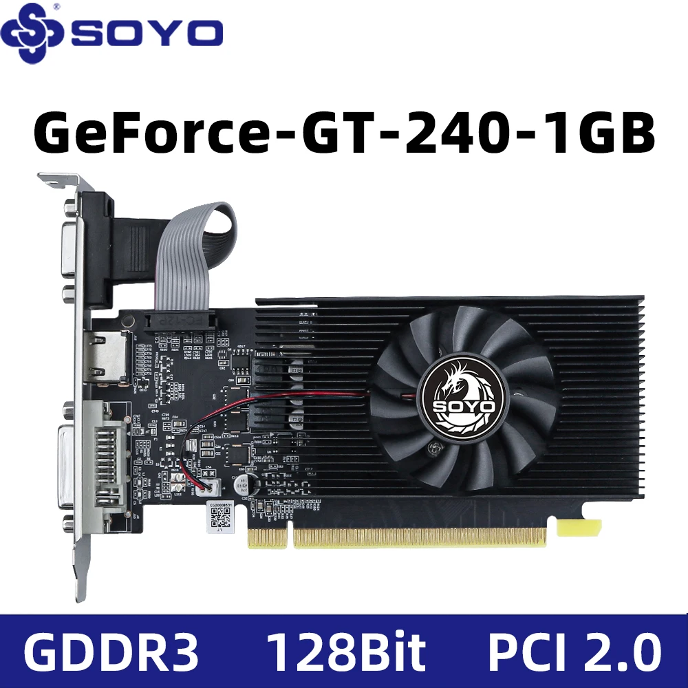 

SOYO NVIDIA GPU GT 240 1G Видеокарта DDR3 128 бит 40 нм Игровые видеокарты Компоненты настольного компьютера GT240