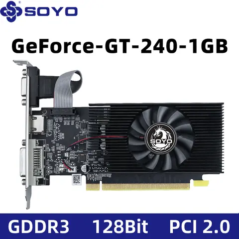 SOYO NVIDIA GPU GT 240 1G Graphics Card DDR3 128Bit 40nm Gaming Video Cards Desktop Computer components GT240