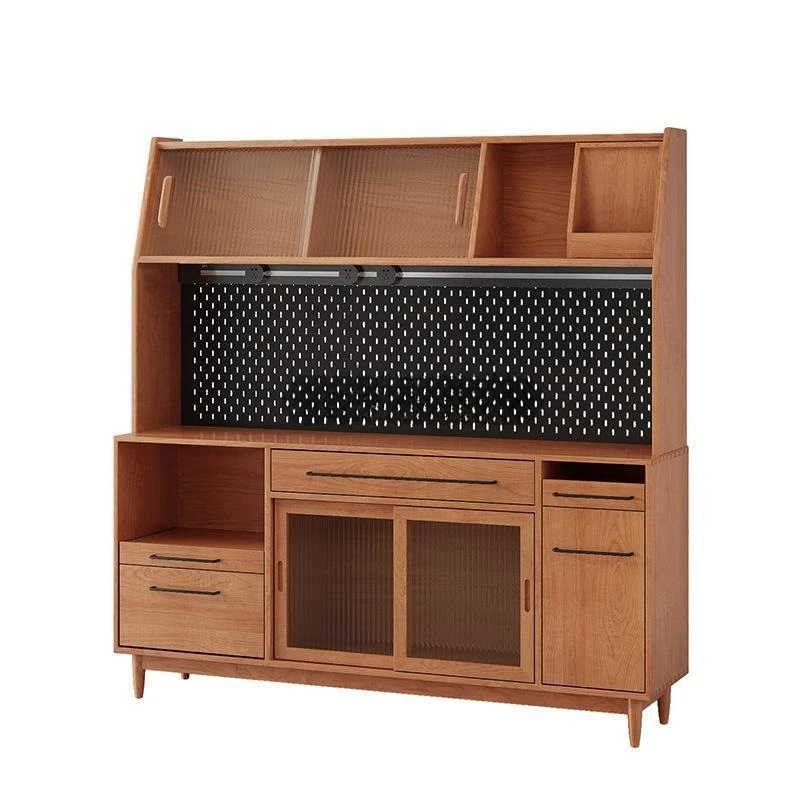 

Solid wood dining side cabinet combination, Japanese retro wall, kitchen locker