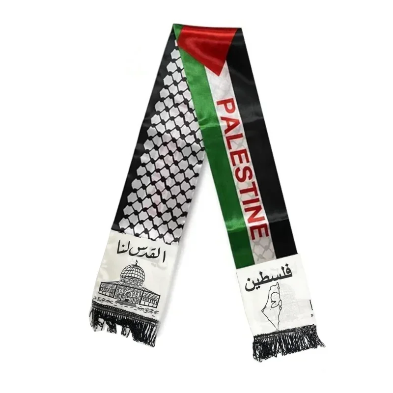 Aerlxemrbrae Palestine flag Custom Scarf palestine national day 14*130cm Scarf Printing Satin Palestinian Flag Scarf