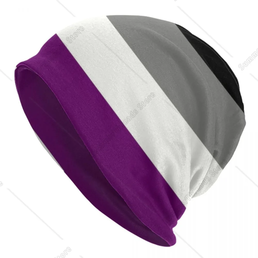 غيرجنسية فخر العلم بونيه قبعة الحياكة القبعات الرجال النساء الهيب هوب للجنسين LGBT الشتاء الدافئ Skullies Beanies قبعات #1