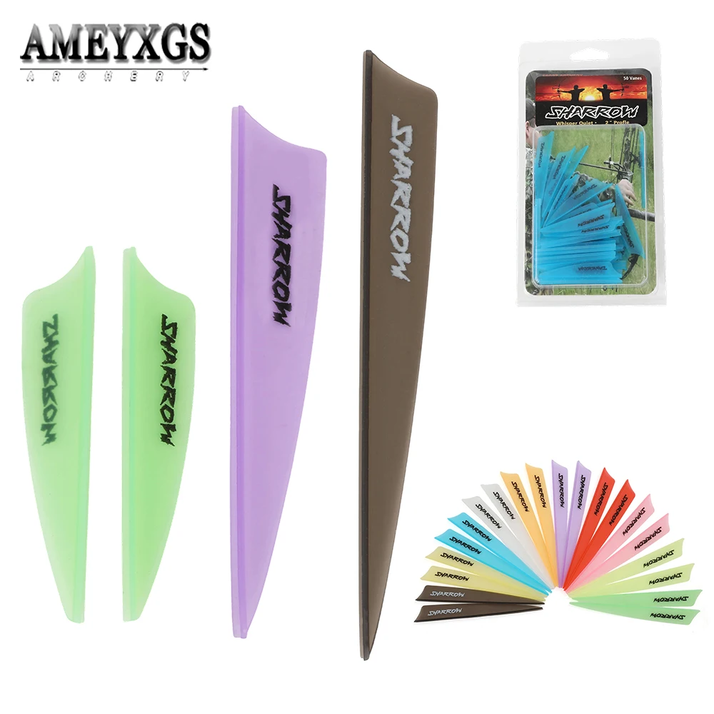 50pcs Arrow Vanes 2/3/4 inch Transparent Rubber DIY Feather Fletches Archery Fletching Carbon Arrow Shooting Bow Hunting Target