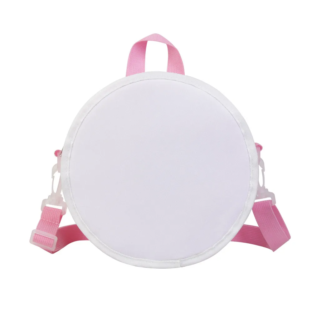 Cute Kids Crossbody Bag Sublimation Blanks Pink/Blue/Red/Black Round Backpack  Travel Messenger Bags for DIY Photo Print