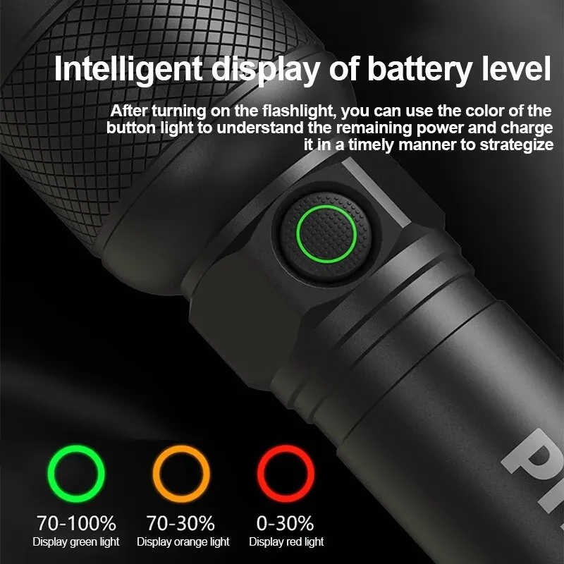 Philips LED Flashlight With USB 18650 Rechargeable Battery 4 Lighting Modes Waterproof Outdoor Camping Self Defense Flashlights