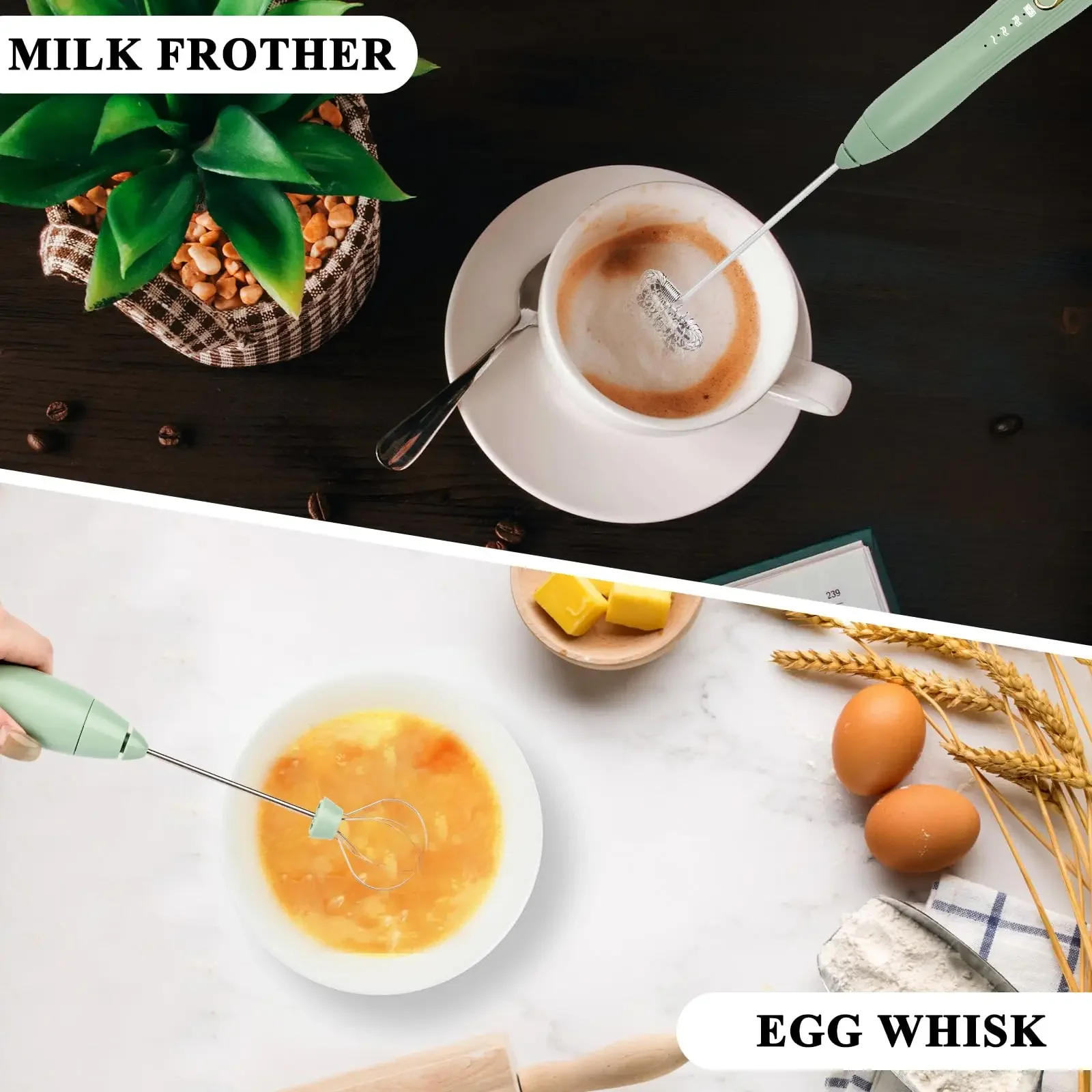 ห้องครัวที่มีประสิทธิภาพ Frother นมมือถือโฟม Maker สําหรับ Lattes - ปัดเครื่องดื่มผสมสําหรับกาแฟไฟฟ้าชาร์จไข่ Beater