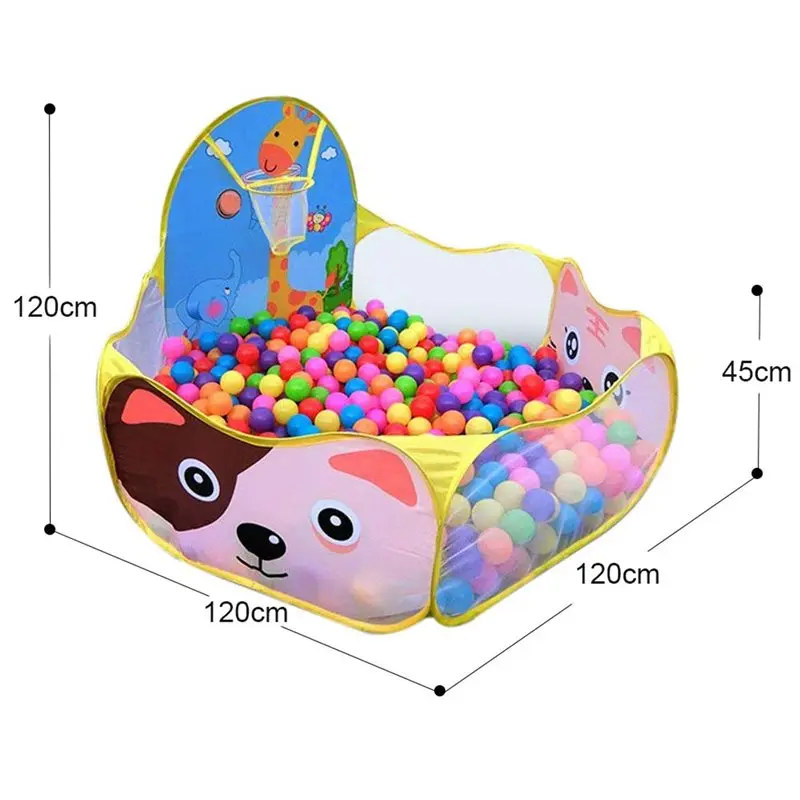 AS96-2X Baby Ball Pool Baby Play Tent Portable Baby Ball Ocean Pool And Basketball Hoop Animal Theme