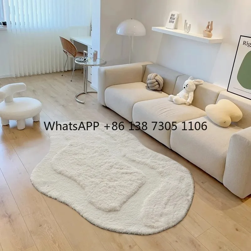 

Cream wind irregular carpet living room thickened beige special-shaped premium simple INS girl bedroom bedside blanket
