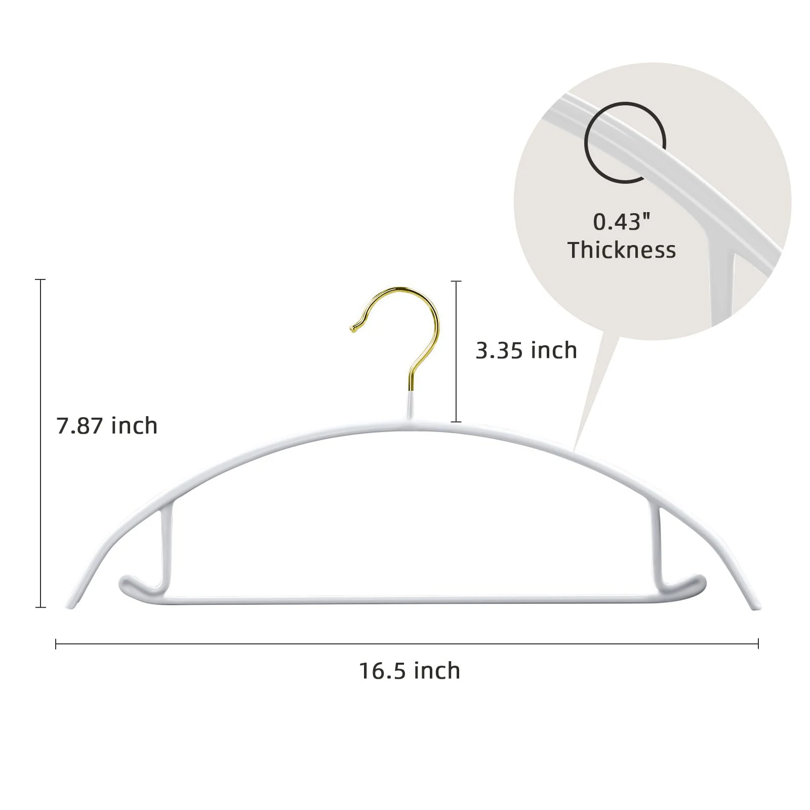 10pcs Dip-coated Semi-circular Gold Hook Clothes Hanger, Non-marking, Anti-slip, Anti-shoulder Corner Storage Clothes Rack
