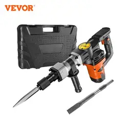 VEVOR 1400W Sloop Jack Hammer Elektrische Jackhammer Zware 2900 BPM Betonbreker 2 stuks Beitels Bits Chipping