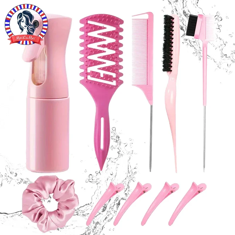 

5/10 Pcs Hair Styling Comb Set Suitable for All Hair Types Detangling Brush Rat Tail Comb Edge Brush Curling Hair Comb Hair Clip