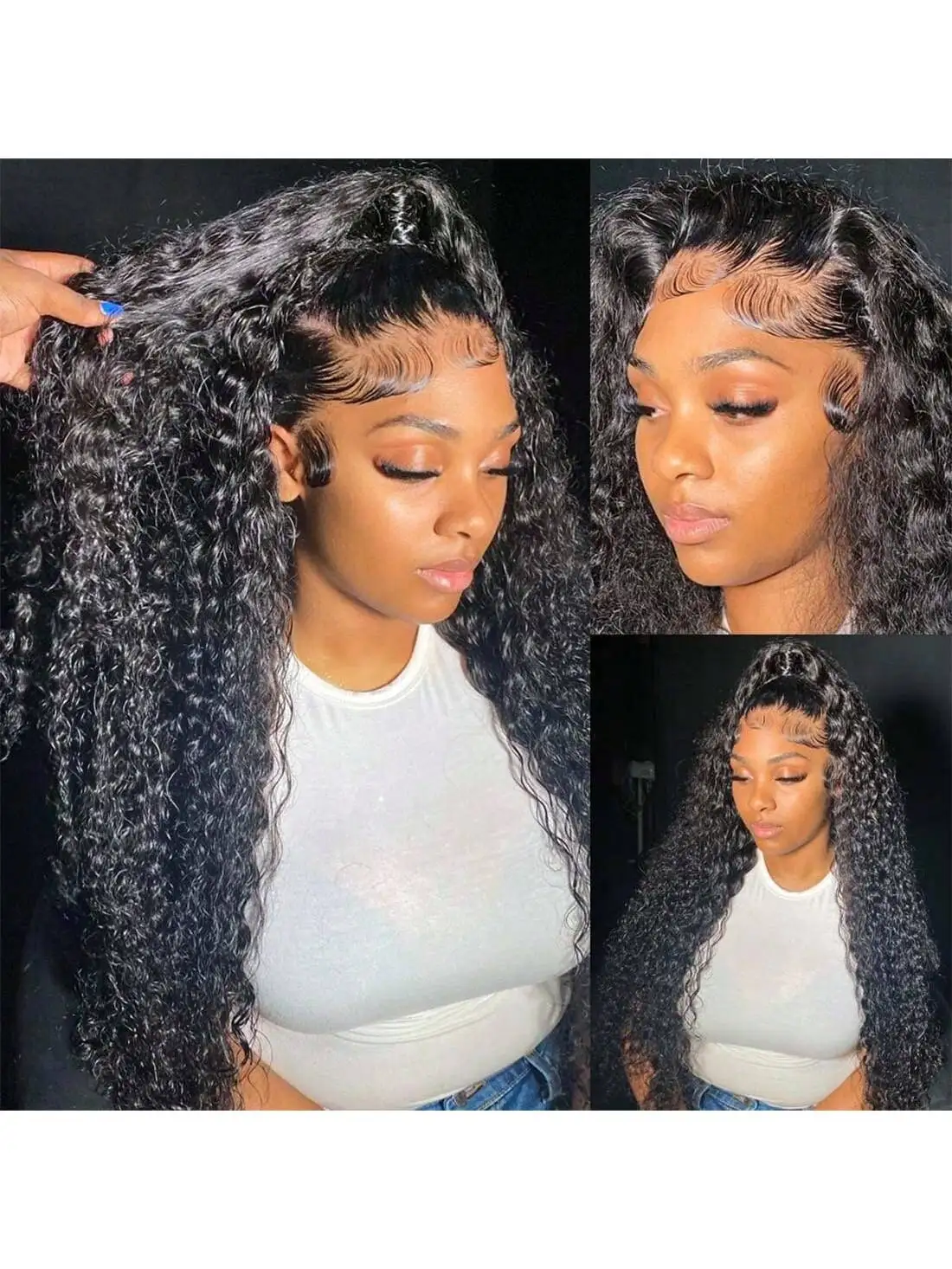 

Kinky Curly 13x4 Lace Front Human Hair For Women Frontal Wigs Human Hair Pre Plucked With Baby Hair Wigs Human Hair 220% Density