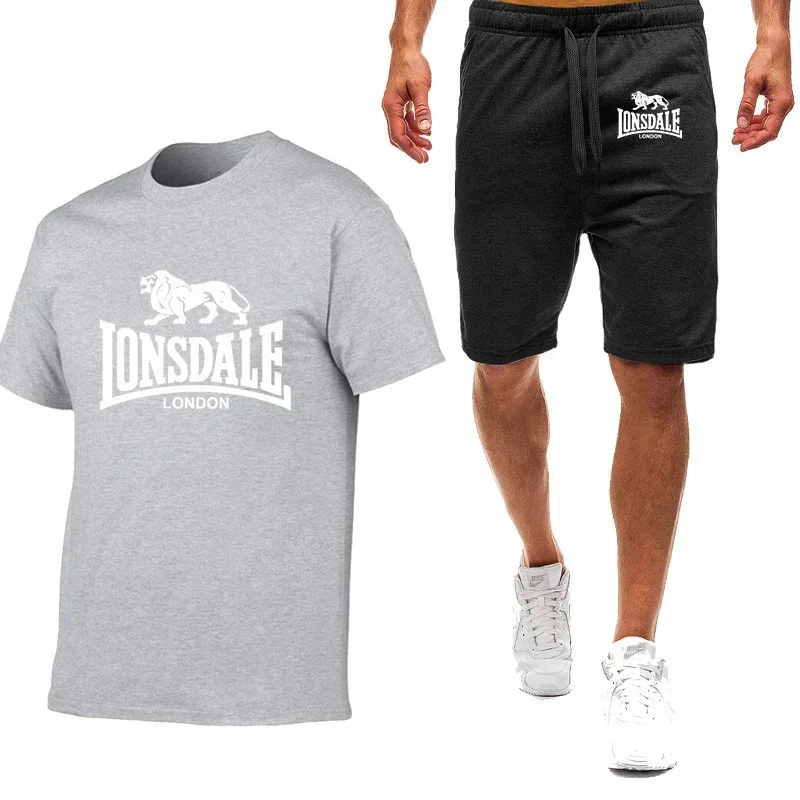 Summer New Lonsdale Printing Men\'s High Quality Nine Color Short-sleeved T-shirt Simple Casual Trendy Casual Movement Man Suit