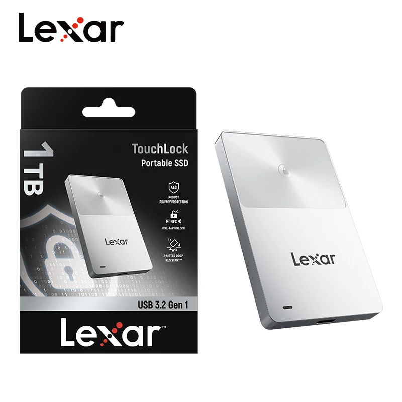 Lexar TouchLock Portable SSD Encryption Solid State Drive 512GB 1TB External Hard Drive USB 3.2 Type-C PSSD for iPhone 15 16 17