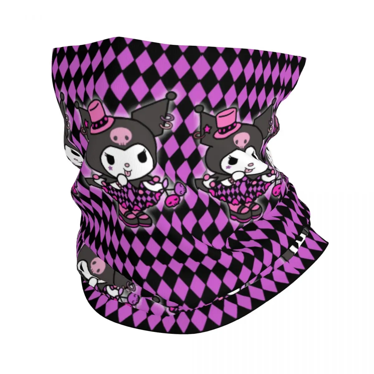 Custom Kuromi Bandana Winter Neck Warmer Women Windproof Wrap Face Scarf for Hiking Animation Cute Gaiter Headband