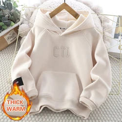 IYEAL Autumn Children's Clothing Kids Clothes Boys Fleece Embroidered Letters Winter Sweatshirt Thickened Fashion Outerwear 4-12