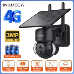 INQMEGA-cámara Solar multiusos para exteriores, 3MP, 4G, WIFI, inalámbrica, PTZ, detección de movimiento, Audio bidireccional, cámara de seguridad