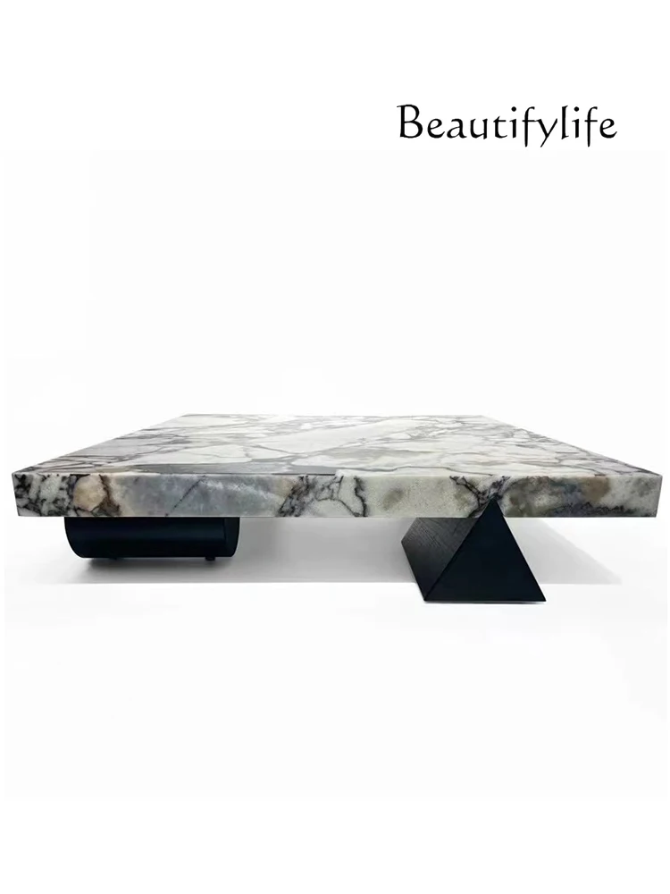 Nordic design Italian light luxury minimalist natural marble elephant white tea table coffee table