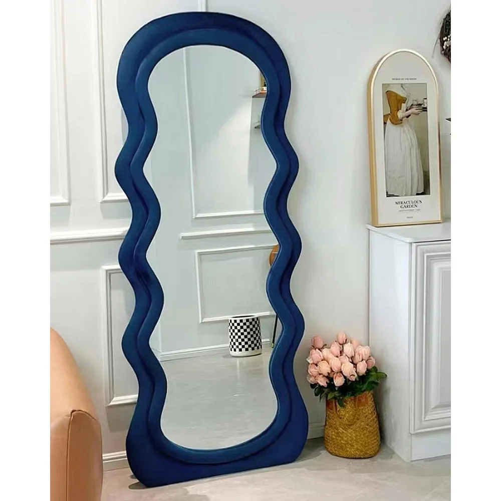 

Oversized Wavy Full Length Mirror, 71"×30" Blue Floor Mirror, Wall Mounted, Wave Standing Mirror for Bedroom Dressing Room