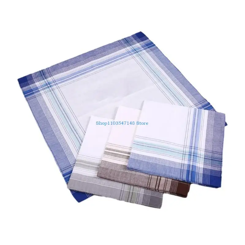 P88B Crochet Cotton Handkerchief Soft Square Towel Kerchief Men Adult Plain Bandannas