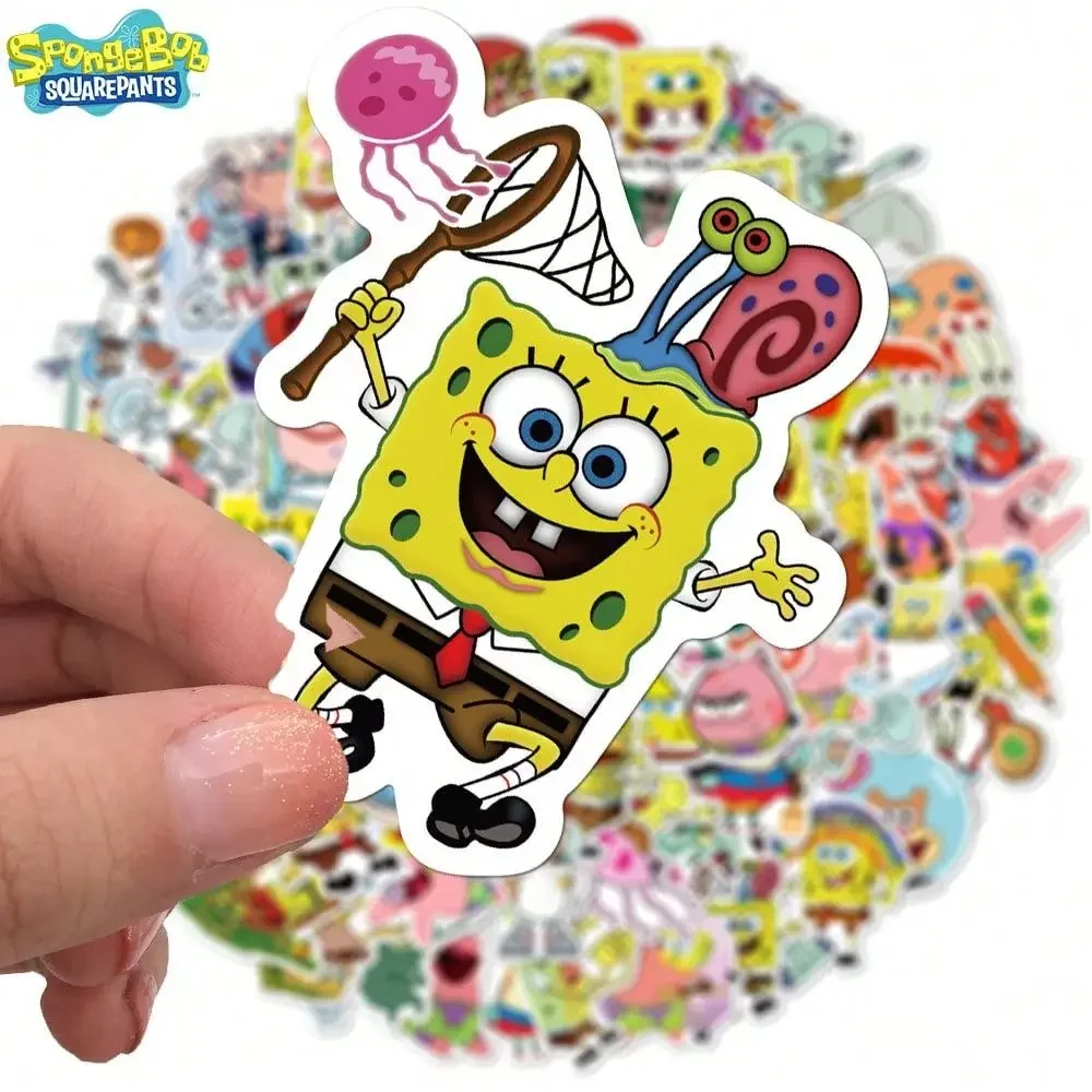 50 Stück SpongeBob Offiziell Lizenzierte Vinyl-Aufkleber Hochwertige Tentakel-Aufkleber für Wasserflaschen Wasserdichte DIY-Aufkleber – Detail 2