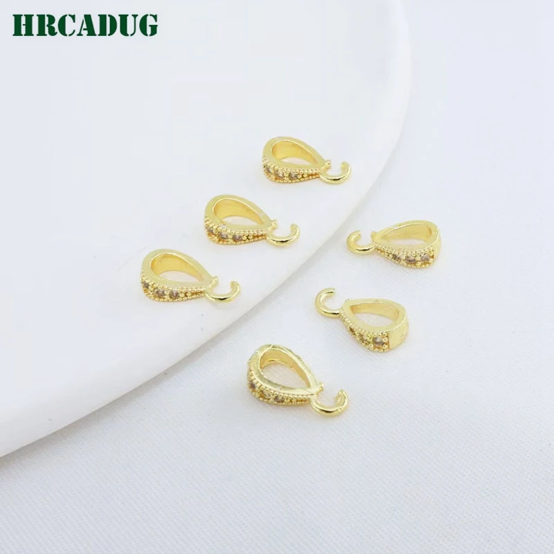 18K Gold Plated Inlaid Zircon Brass Melon Seed Buckle DIY Necklace Bracelet Jewelry Making Accessories Pendant Connectors Clasps