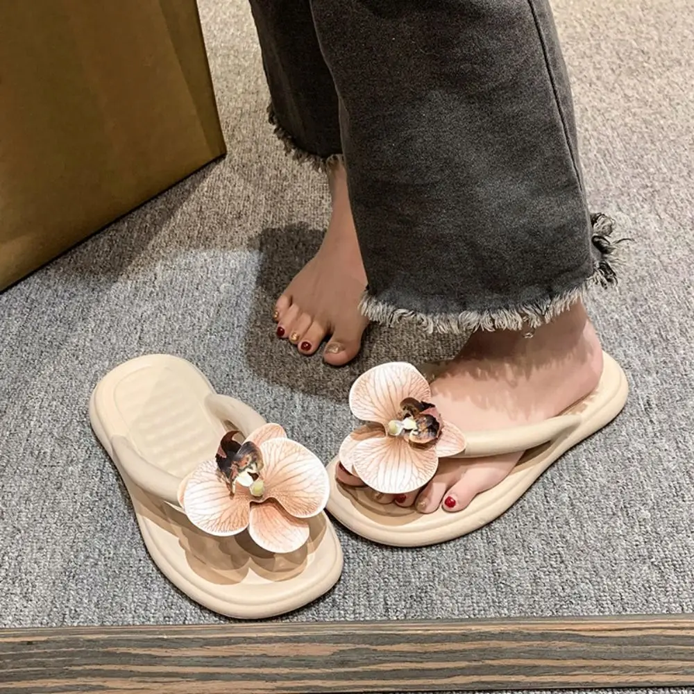 Casual EVA Flower Flip Flops Waterproof Clip Toe Butterfly Orchid Thong Sandals Non-Slip Soft Vacation Beach Slippers Outdoor