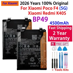 100% Original High Quality BP49 4500mAh Phone Battery For Xiaomi Poco F4 5G / For Redmi K40S Replacement Batteries + Free Tools