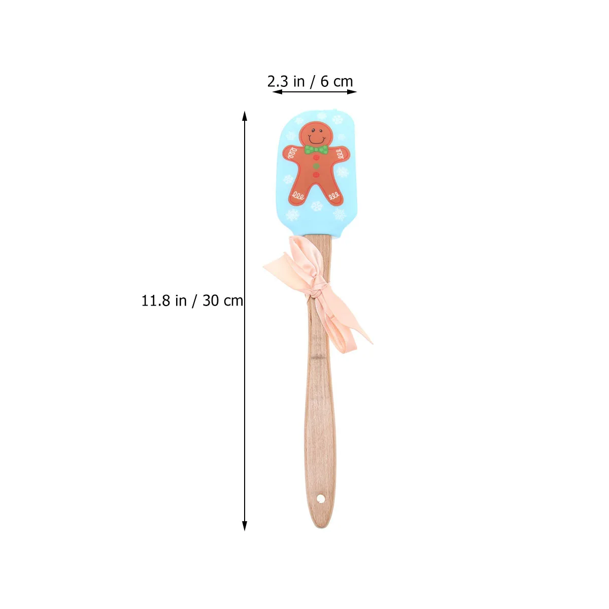 

Wooden Handle Silicone Spatula Christmas Gingerbread Man Print Heat Resistant Cake Scraper Kitchen Baking Tool Dishwasher Safe