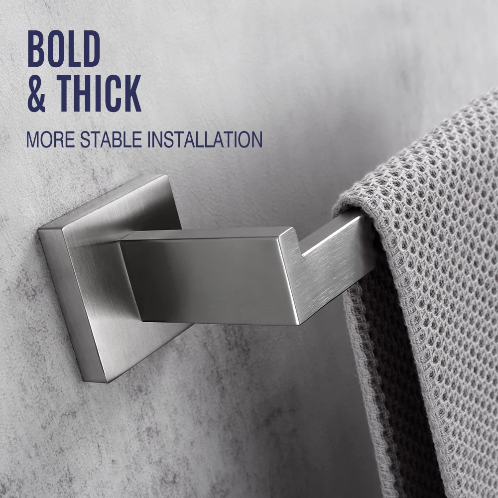 اكسسوارات الحمام مجموعة 304 الفولاذ المقاوم للصدأ منشفة بار مجموعة الملابس مربع هوك حامل المناشف الورقية فرشاة المرحاض جدار مذكرة التفاهم #6