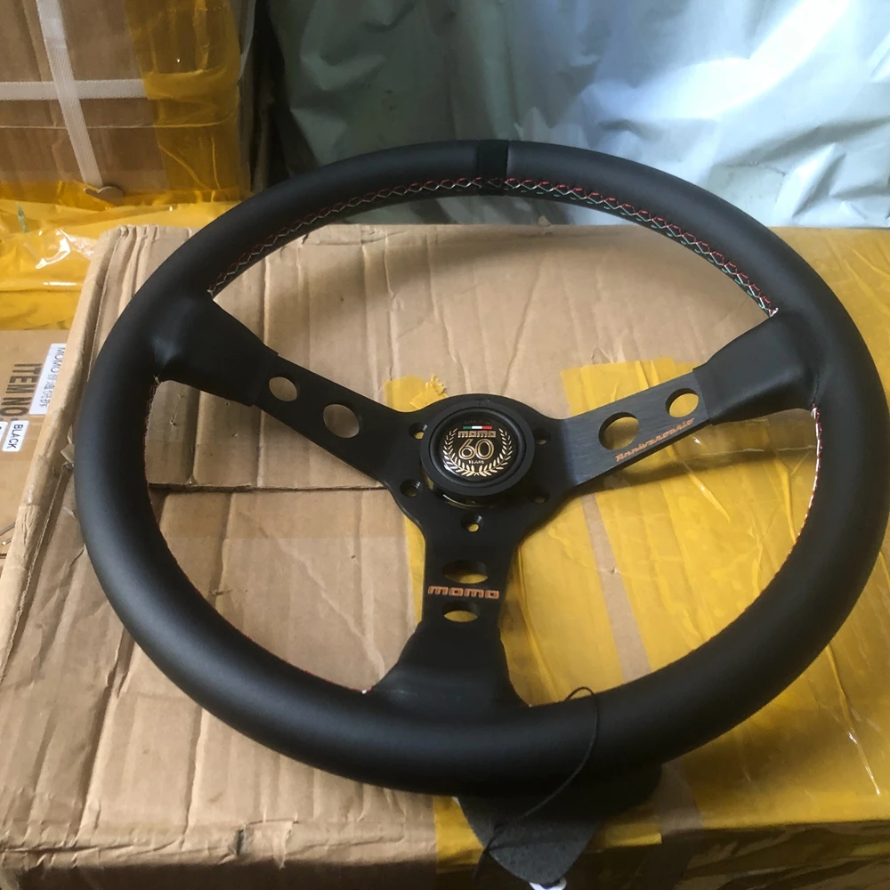 

MOMO Racing 14Inch 60th Anniversary Steering Wheel Car JDM Drift Leather MOMO Steering Wheel Volantes For VW HONDA TOYOTA BMW