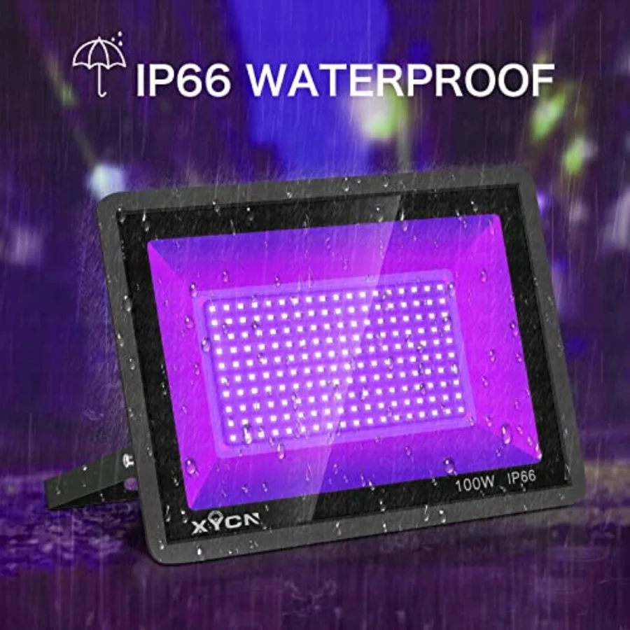 3 Pack 100W LED Black Light, Blacklight Flood Light with Plug and Switch, IP66 Waterproof Neon Glow for Party, Halloween, Fluor