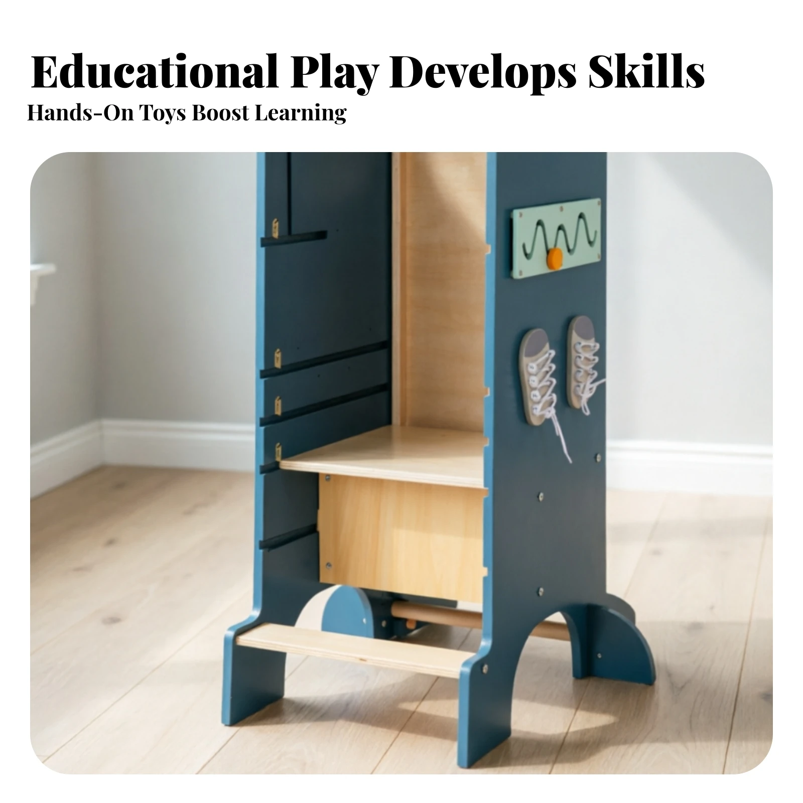 Multifunction Learning Platform Blackboard Activity Platform Wood Toddler Step Stool Sliding Board