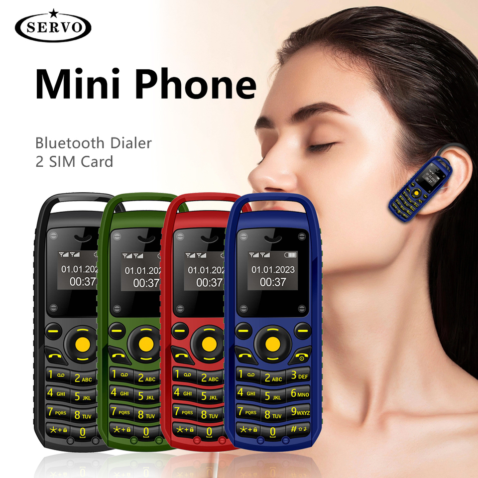  SERVO B25 Button Mini Mobile Phone 2 SIM Standby Bluetooth Dialing Surround Wear Blacklist Smallest Backup Cellphones for Sports 