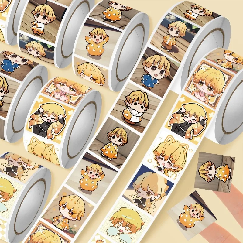 

500 PCS Agatsuma Zenitsu Q-version Roll-on Stickers - Cute Cartoon Ghost Hunt Blade Anniversary 2D Poster 2026