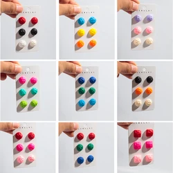 New 3pair/set Mini Acrylic Texture Round Stud Earring for Women Girls Candy Color Circle Earrings Summer Trendy Jewelry Set Gift