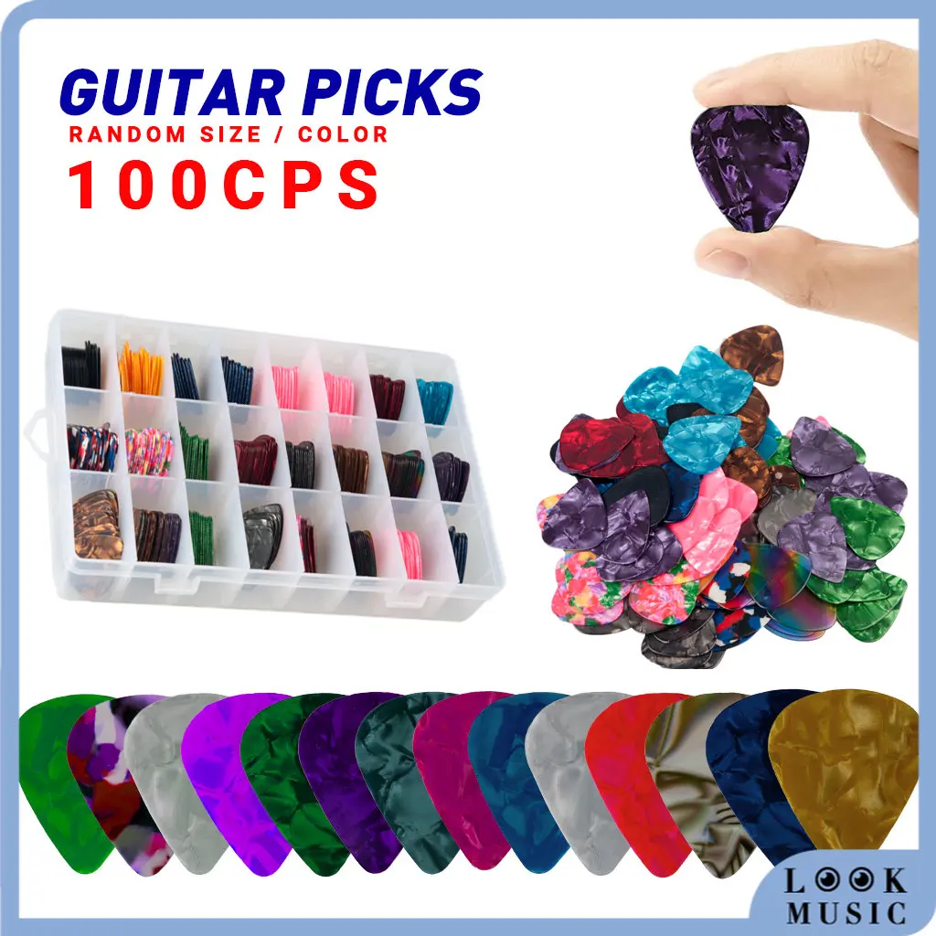 LOOK Guitar Picks 100PCS Celluloid Guitar Picks Plectrum Various Colors For Guitar Electric Guitar Parts Accessories