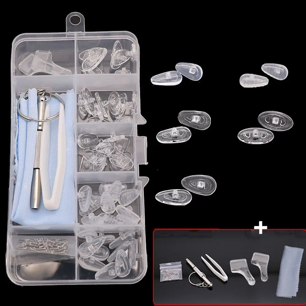 

Anti Slip Metal with Screwdriver Tweezers Ear Hooks Glasses Repair Kit Glasses Screws Sunglass Repair Tool Eyeglass Nose Pads