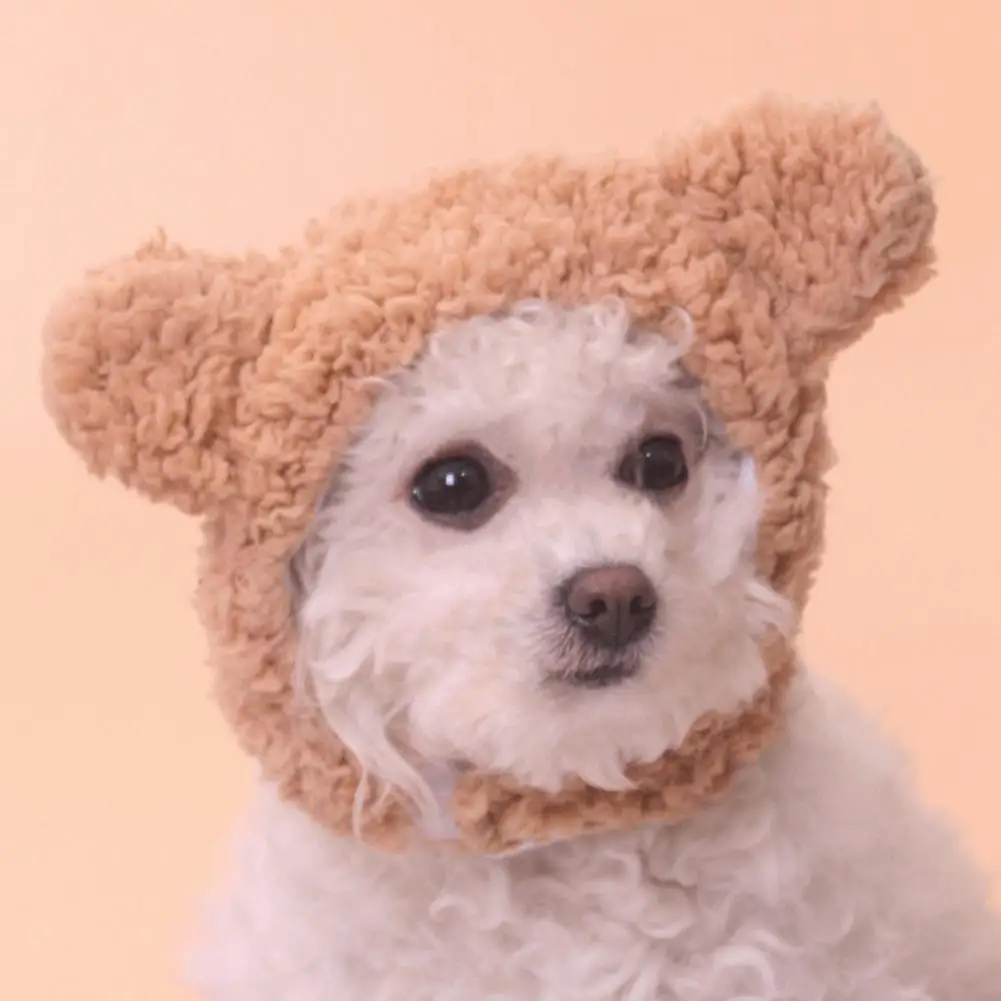 Lovely Puppy Hat Friendly to Skin Non-Fading Lightweight Pet Dog Cat Cartoon Hat with Bear Ears  Dog Hat Dress Up