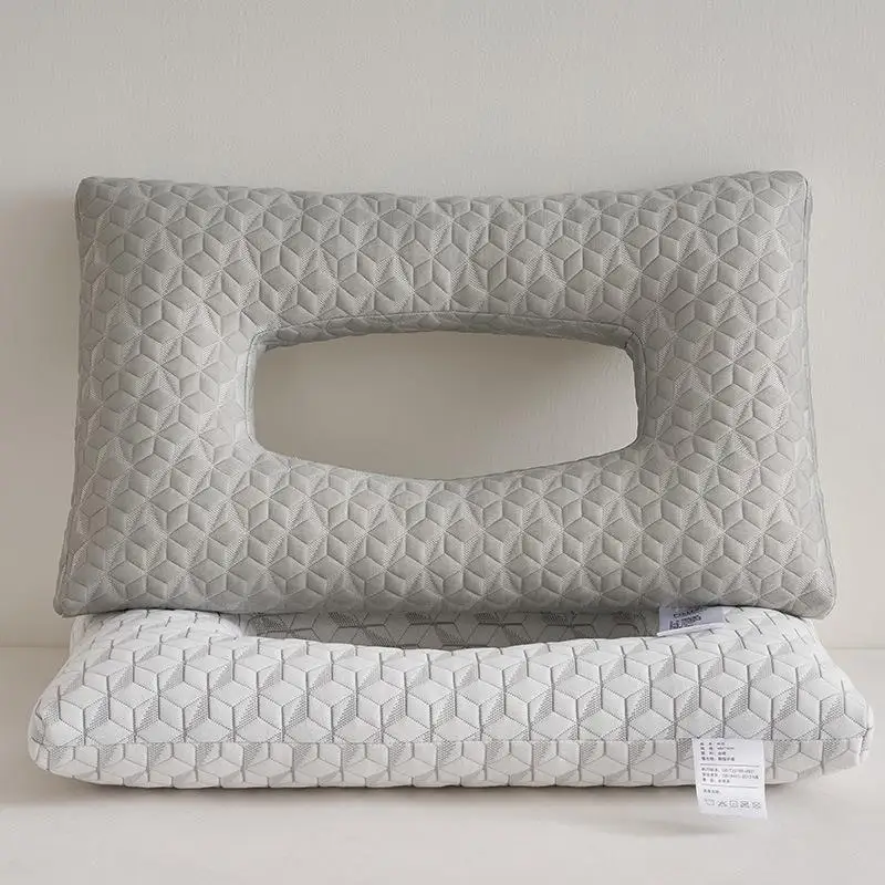 Ergonomic Surgery Recovery Side Sleep Pillow with Hole Neck And Ear Protection Single Person Bedding Office Use Hard Support