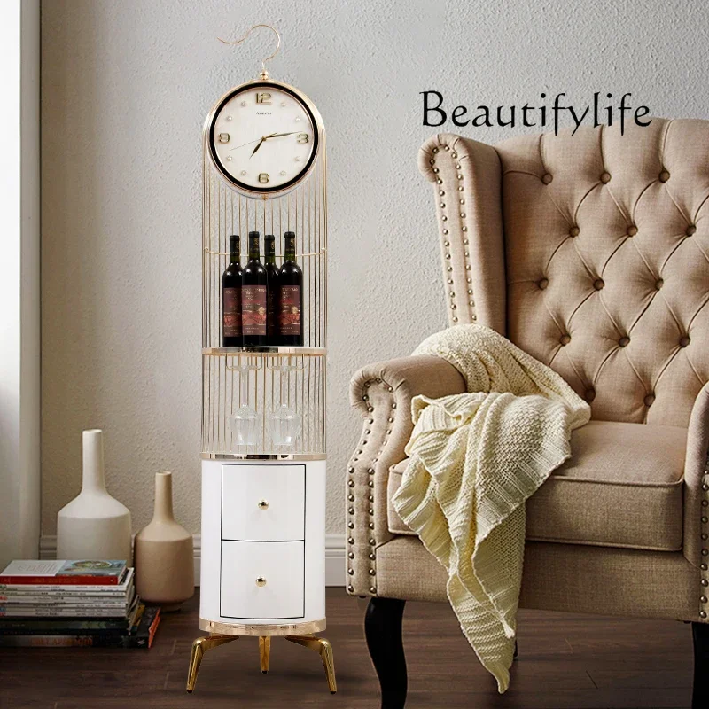 

QLiving Room Home Fashion Modern Light Luxury Corner Cabinet Station Vertical Luxury Decorative Ornament Clock