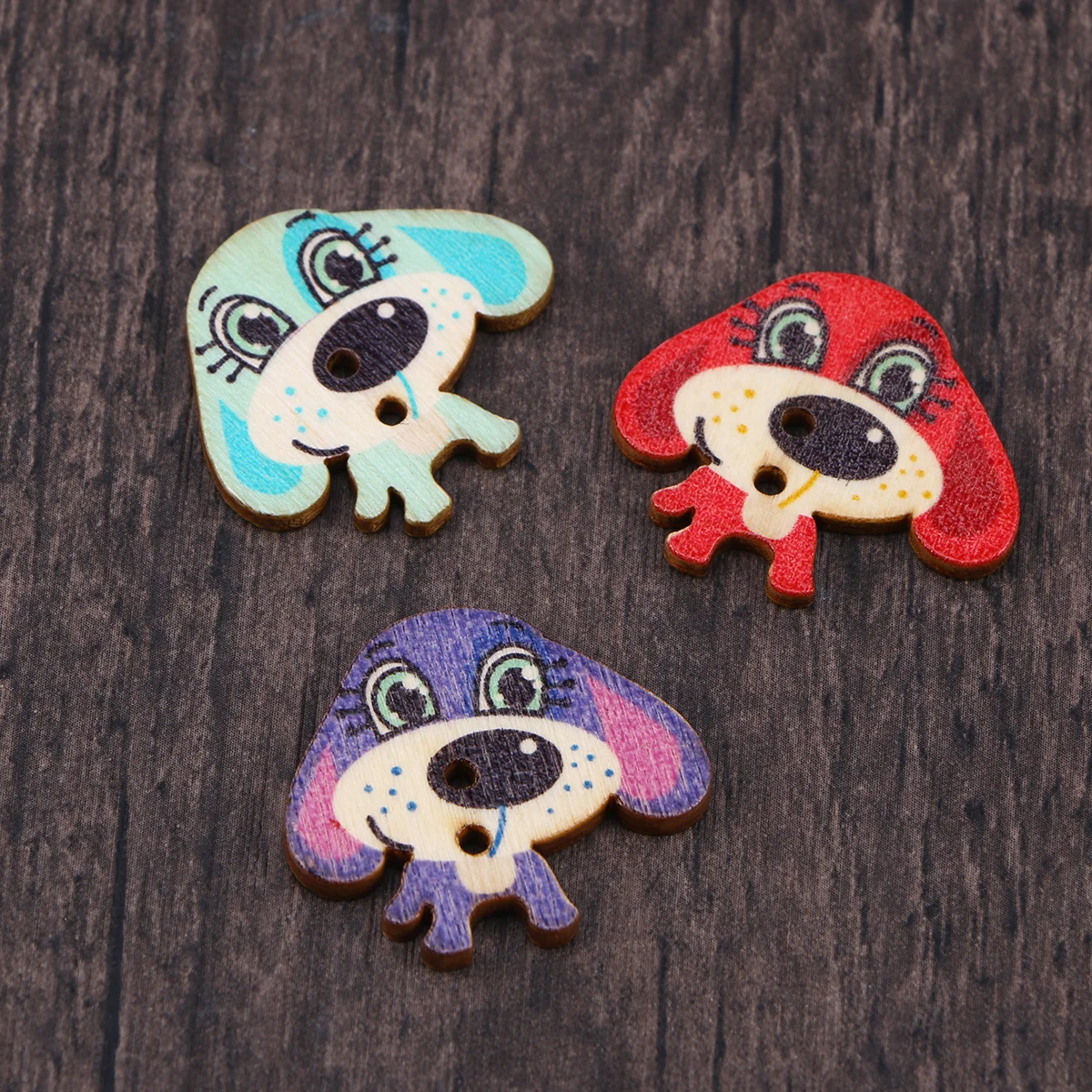 

100Pcs Mixed Pattern Natural Wood Buttons Colorful Sewing Buttons Crafts Accessories for Baby Kid Clothing Decor