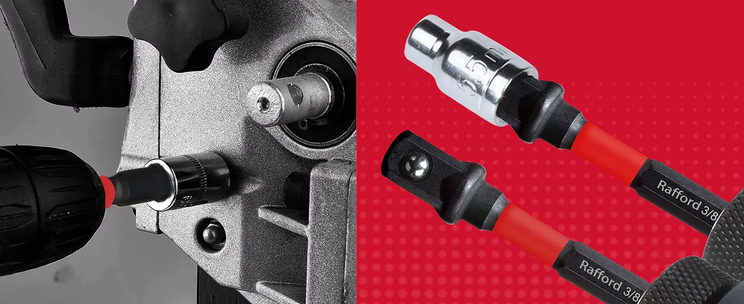 Rafford Schlagschrauber-Adapter-Set, 1/4 Zoll 3/8 Zoll und 1/2 Zoll Antrieb, Verlängerungsbit mit Halter, anpassbarer Bohrmaschine an Schlagschrauber mit hohem Drehmoment – Detail 5