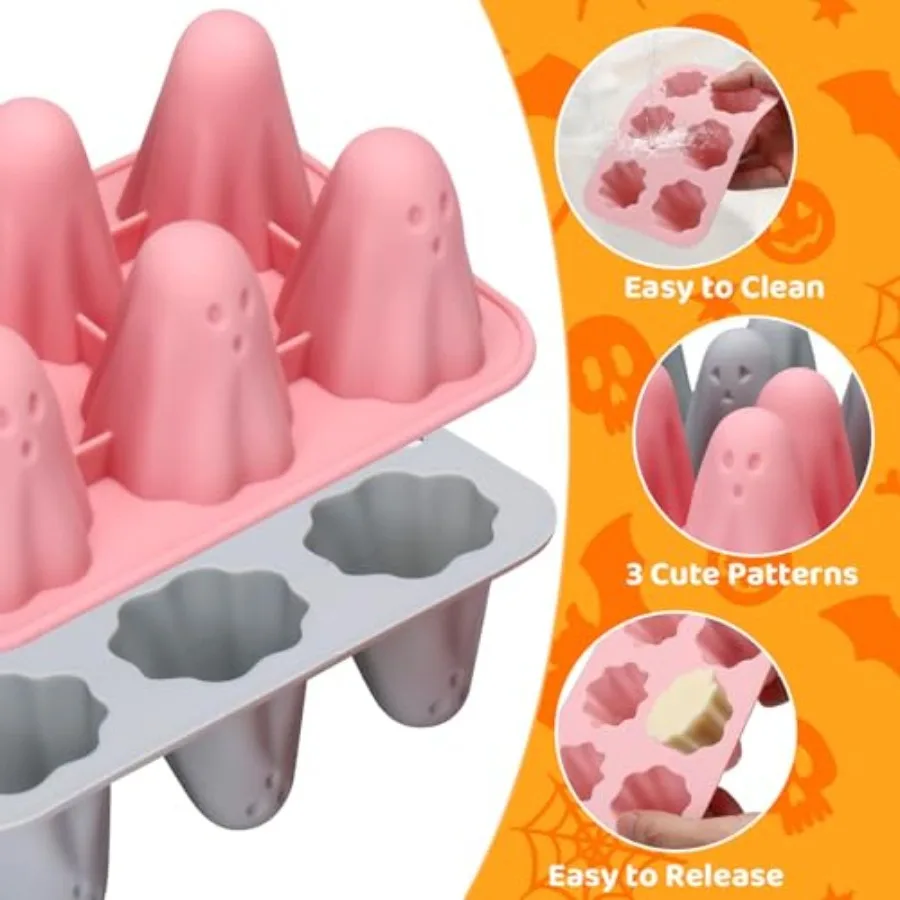 2 قطعة قوالب السيليكون هالوين ثلاثية الأبعاد شبح قالب من السيليكون للأغذية غير عصا لطيف شبح كعكة قالب البوب ل هلام الشوكولاته الحلوى Gumm