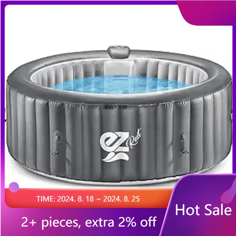 

LED Lights Piscina-f- Outdoor Portable Hot Tub - 82'' X 25'' 6-Person Round Inflatable Heated Pool Spa With 130 Bubble Jets Full