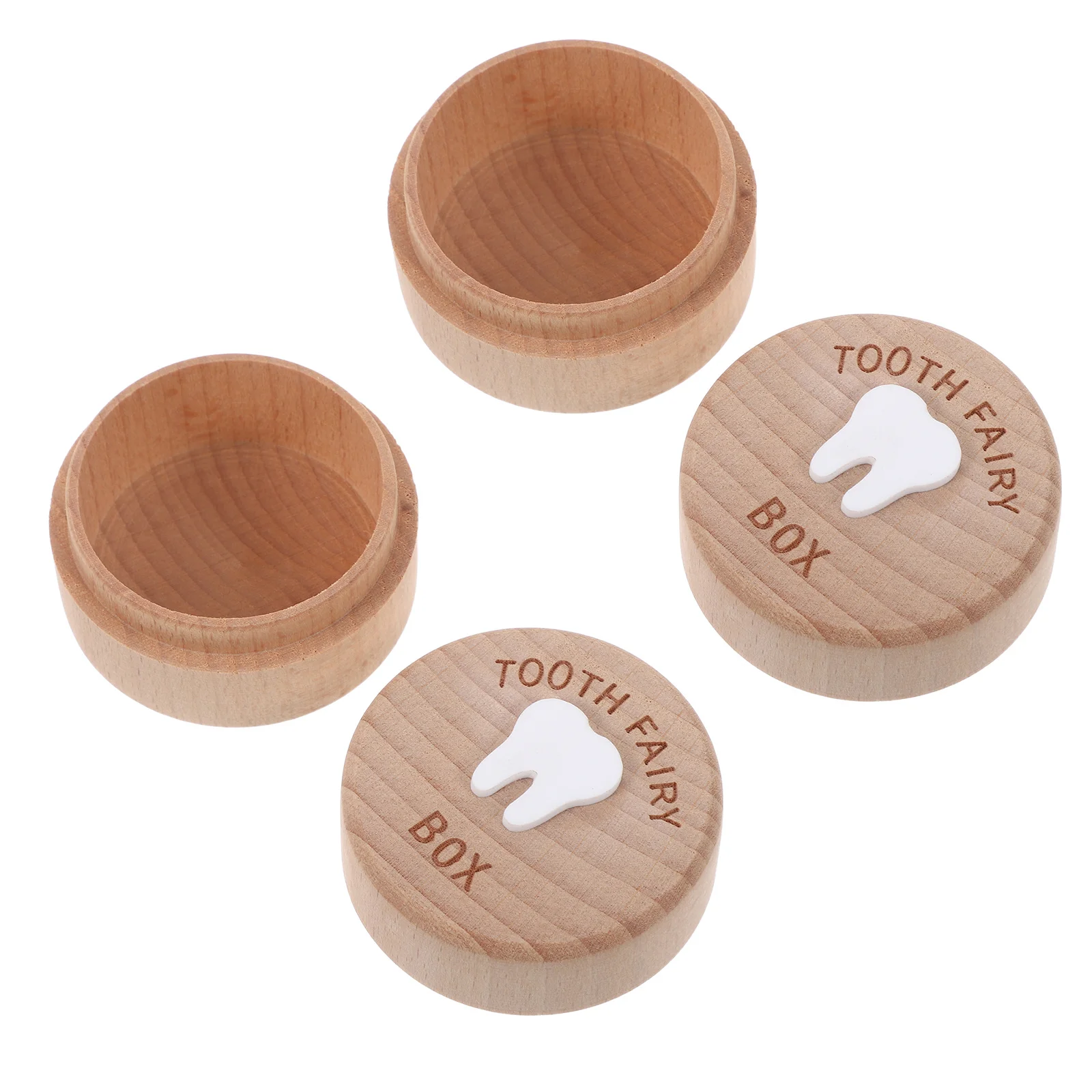 2 قطعة صندوق الجنية الخشبي للأطفال المفقودة حامل أسنان الطفل تذكار تخزين أول حاوية جمع الأسنان-علبة أسنان الحليب ل