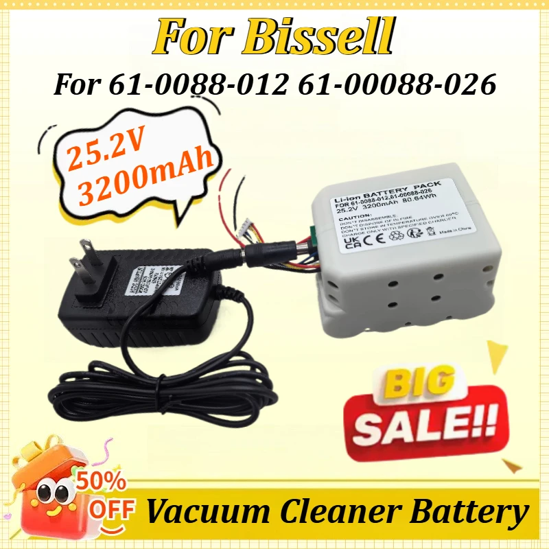 

25.2V 3200mAh 80.64Wh for Bissell 61-0088-012 61-00088-026 Rechargeable Vacuum Cleaner Battery